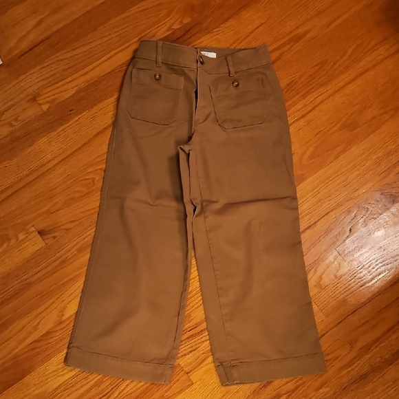 LOFT Pants - Loft The Palmer Wide Leg Cropped Pants in Khaki